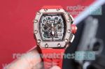Richard Mille Knock Off  RM11-03 Diamond And Rose Gold Watch - Red Rubber Strap